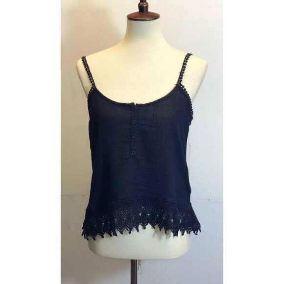 Volcom Women's Pinned Black Ribbed Tank Top A14 - Picture 3 of 8